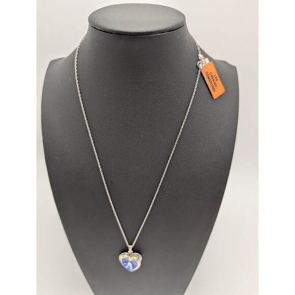 Heart Shaped Sterling Silver Locket Necklace 18in Blue Angel Cameo msrp $160 NWT - Picture 2 of 5